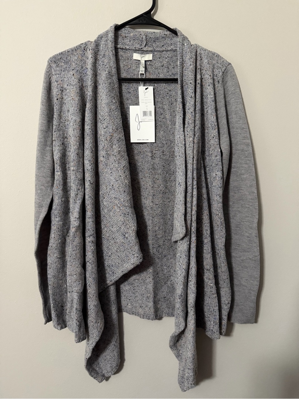 Joie Starley NWT Heather Gray Open Drape Knit Cardigan Wool Silk Cashmere Small